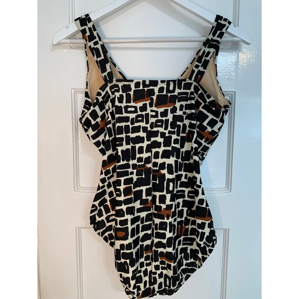 Lands End Slender Suit Grecian Adjustable Geometric One Piece Bathing Suit / 12P